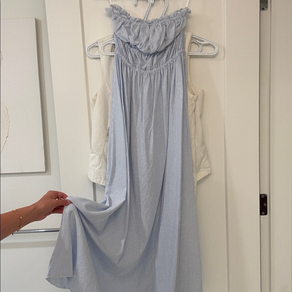 Ardene Light Blue and White Striped Dress